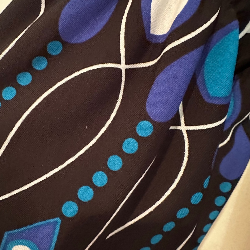 Muse Scoop Neck‎ Geometric Dress Women's 10 Black Blue Career Boho Feminine Y2K - Picture 10 of 12